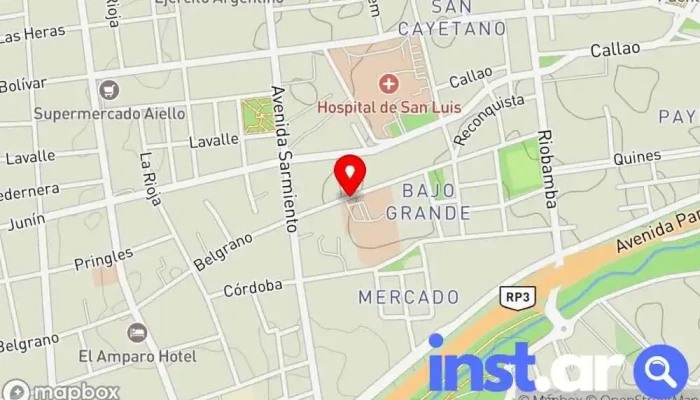 mapa de Universidad Católica de Cuyo - sede San Luis Universidad privada en San Luis Capital